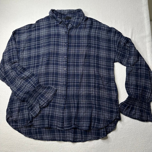L.A.M.B. Tops - L&M Womens Long Bell Sleeve Button Up Blue Blouse Top Size Large